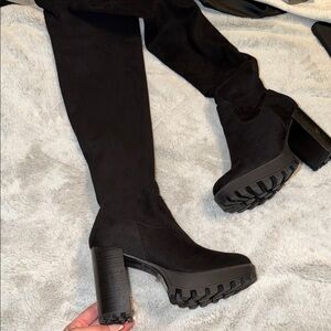 BAMBOO Black Over the Knee Boots